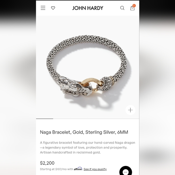 John Hardy 'Naga' 18K Gold Sterling Silver Dragon 7.5" Bracelet R $2200 - Picture 4 of 10